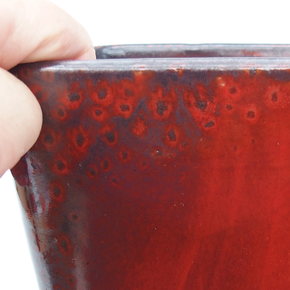 kerámia bonsai tál 14 x 14 x 15 cm, piros színű