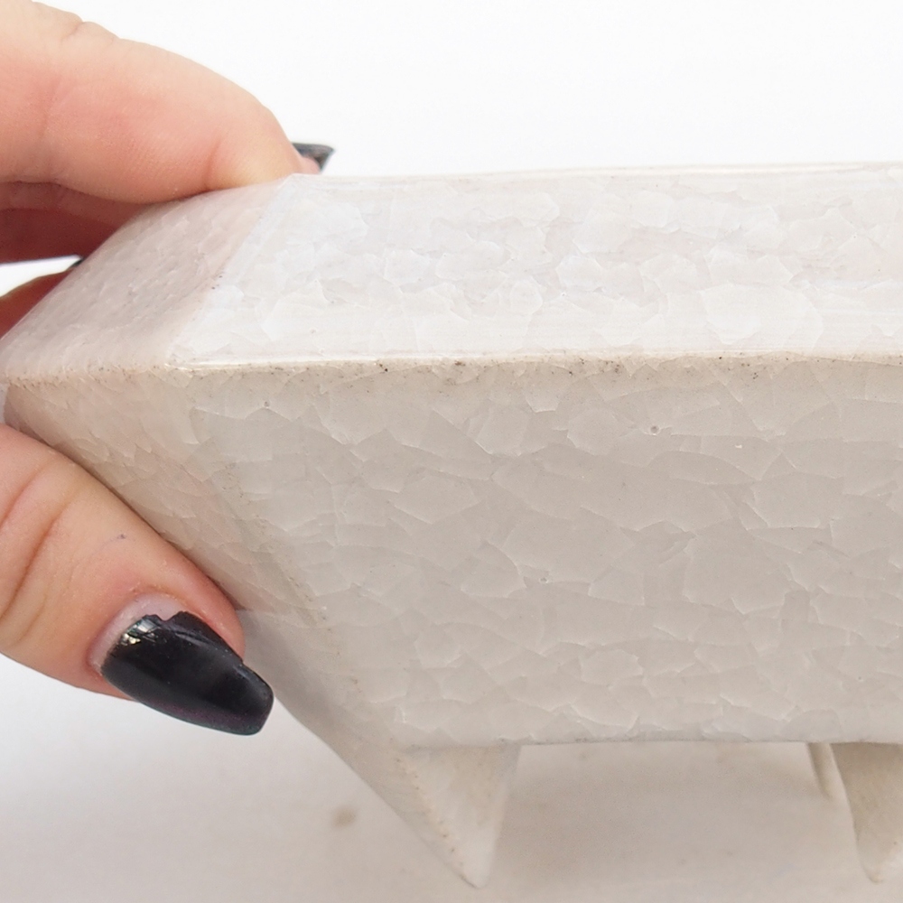 kerámia bonsai tál 13,5 x 13,5 x 7,5 cm, bézs színű