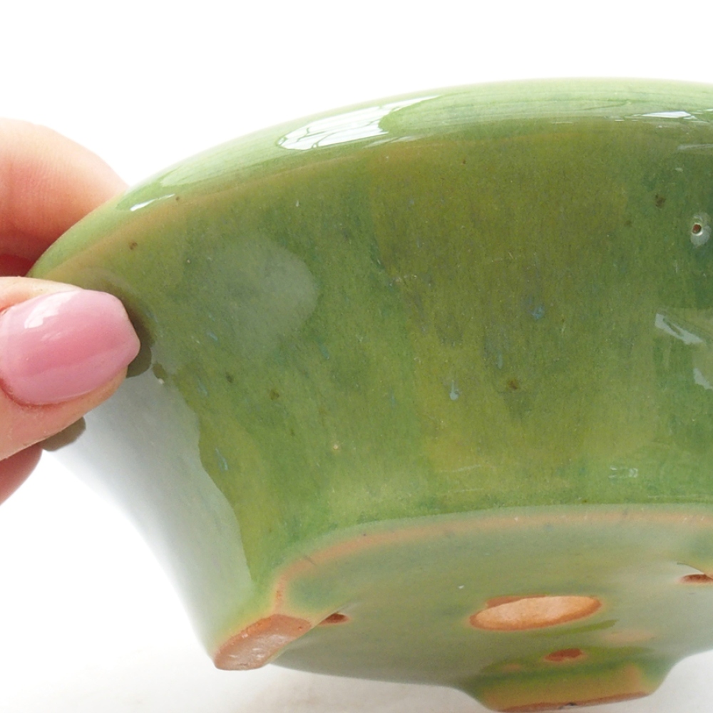 Kerámia bonsai tál 13,5 x 13,5 x 5 cm, zöld