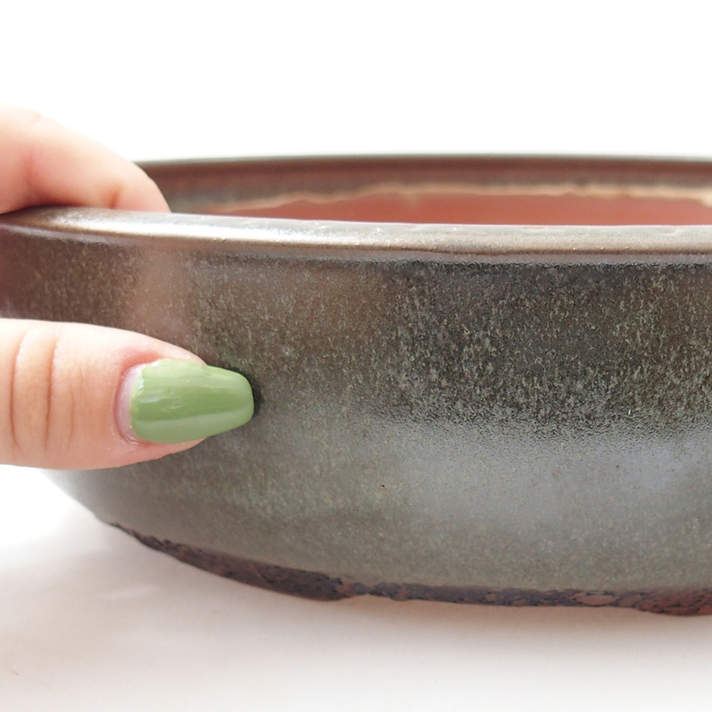 Kerámia bonsai tál 25,5 x 25,5 x 6,5 cm, zöld