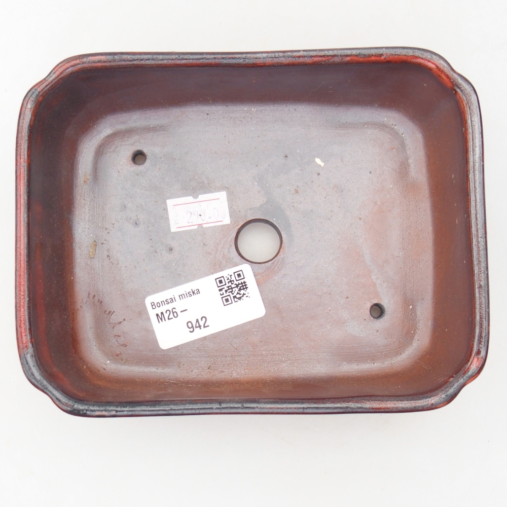 kerámia bonsai tál 15 x 12 x 4,5 cm, piros színben