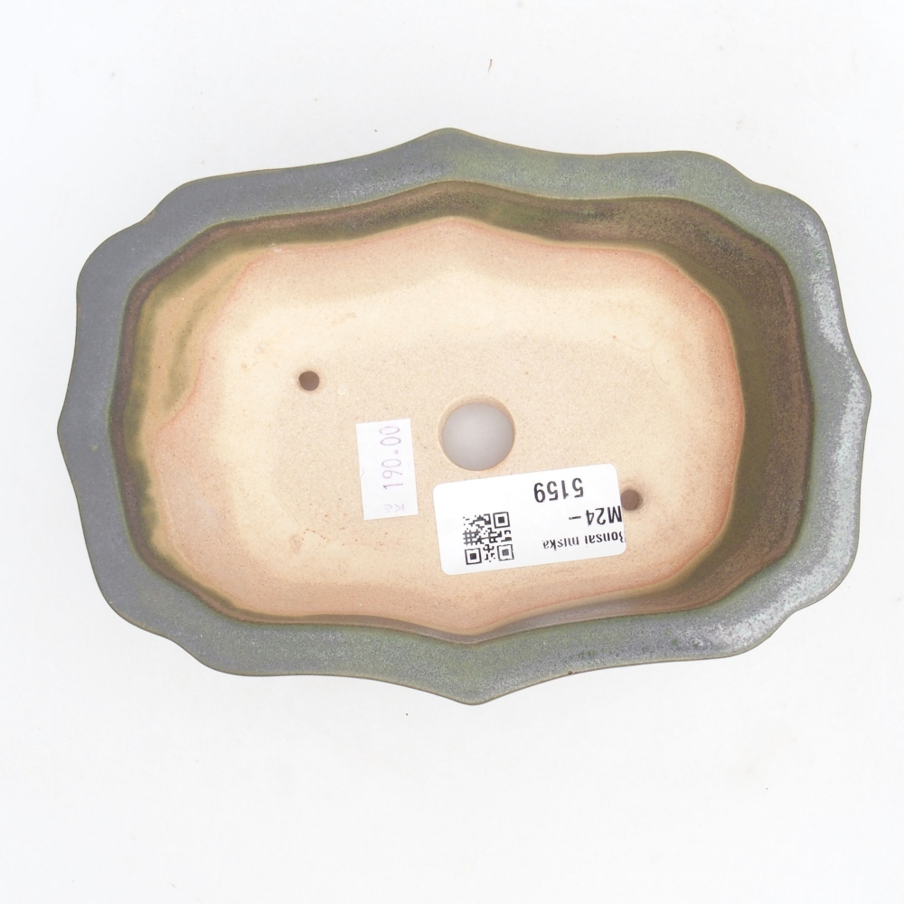 Kerámia bonsai tál 15,5 x 11,5 x 4,5 cm, zöld