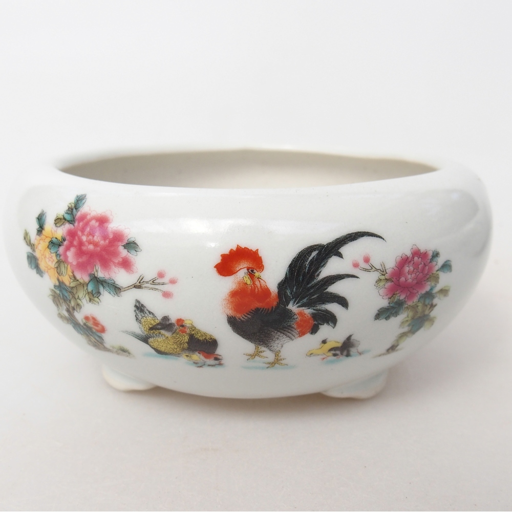 kerámia bonsai tál 10 x 10 x 5 cm, fehér színben