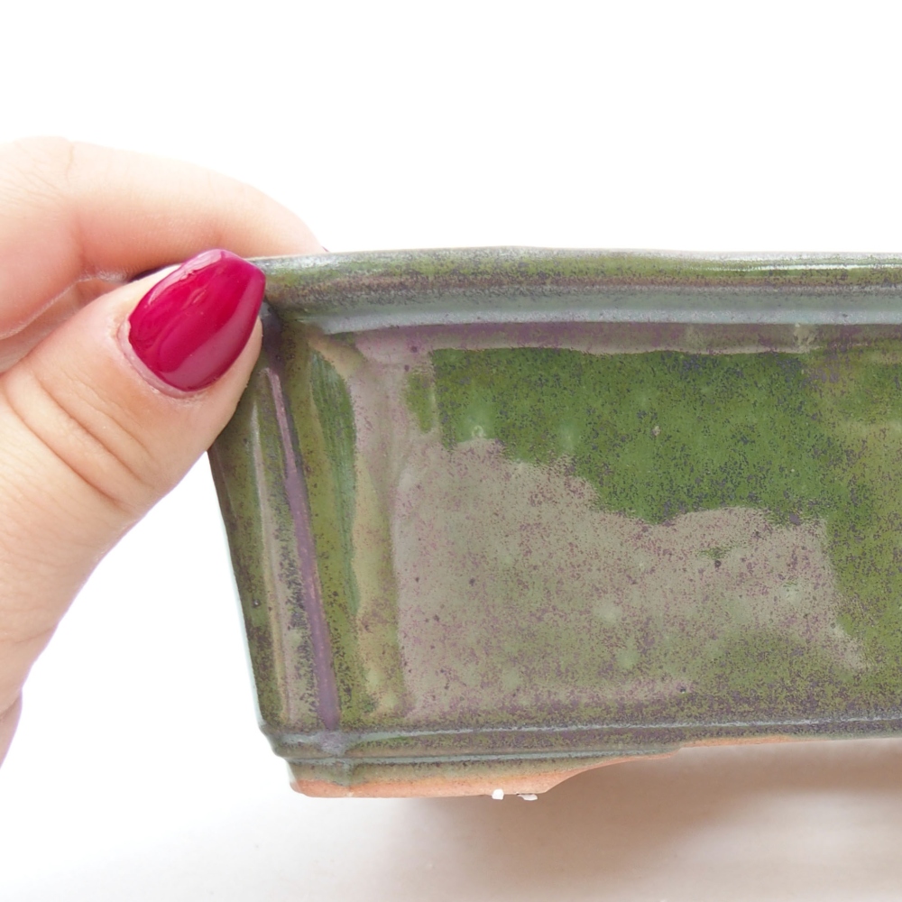 Bonsai kerámia tál 17,5 x 12,5 x 6 cm, zöld