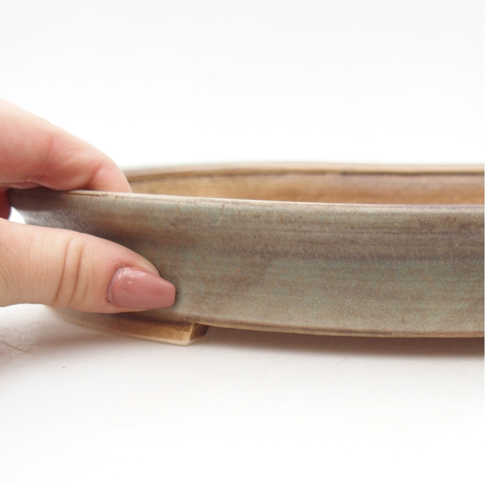 bonsai kerámia tál 30,5 x 27 x 4 cm, zöld