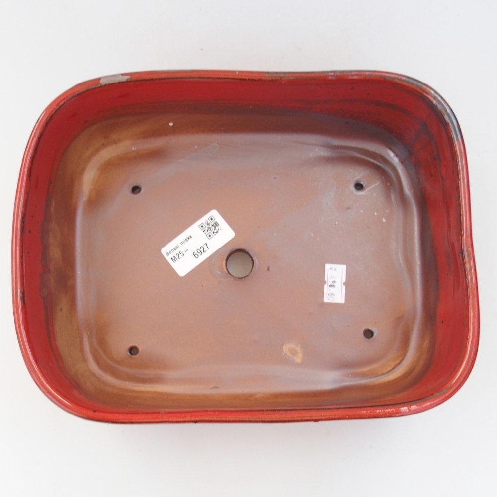 kerámia bonsai tál 23 x 18 x 7,5 cm, piros színben