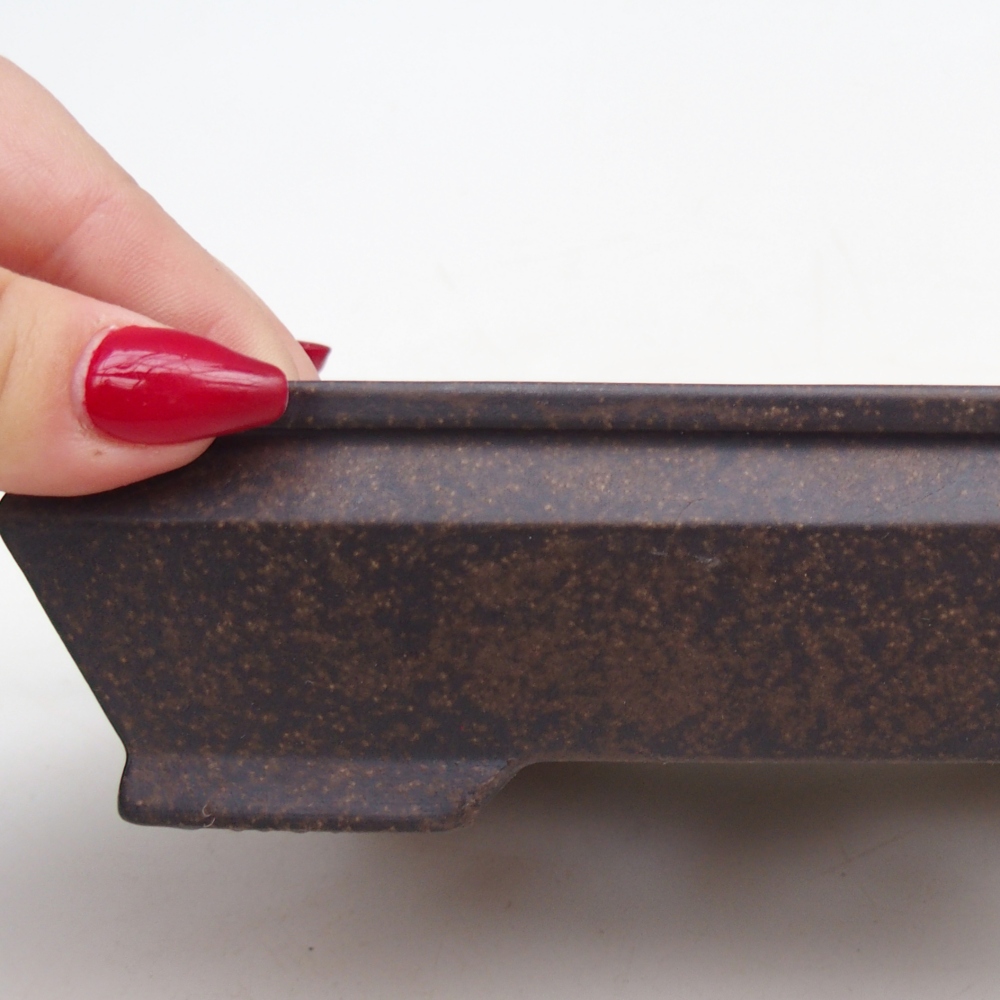 kerámia bonsai tál 15,5 x 11 x 4,5 cm, barnás okkersárga színben