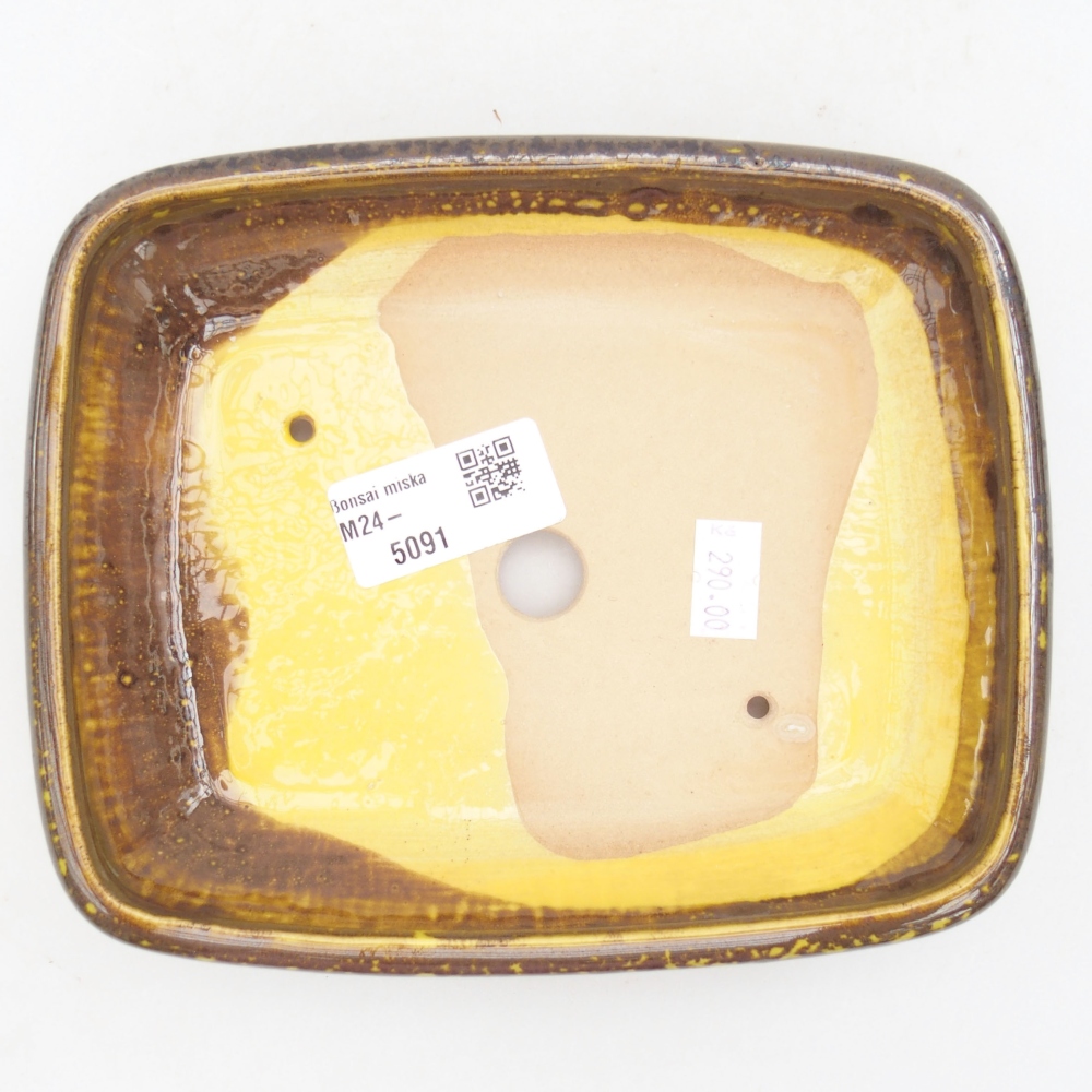 kerámia bonsai tál 17 x 14 x 3,5 cm, sárga