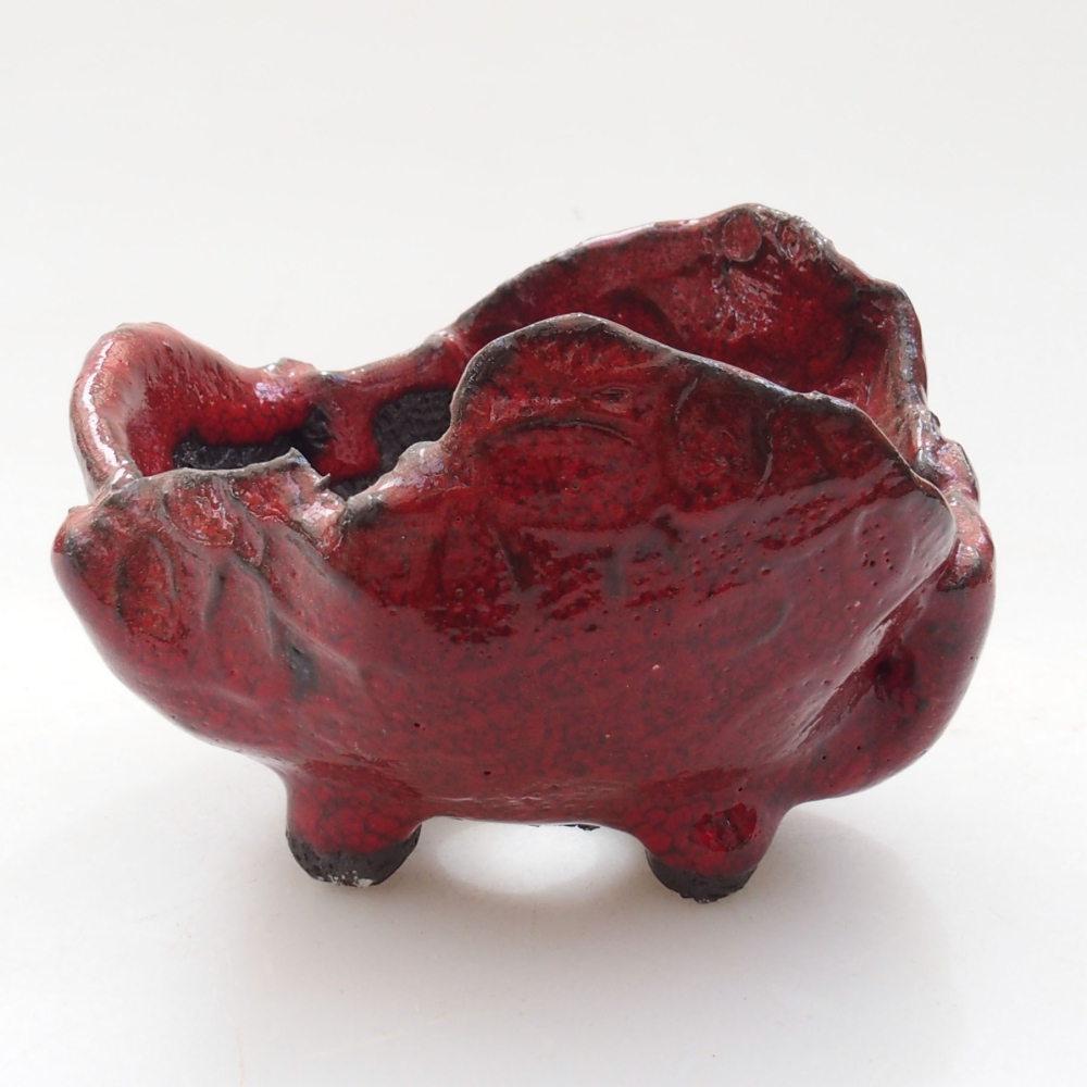 Kerámia kagyló 8 x 7,5 x 5,5 cm , piros színű