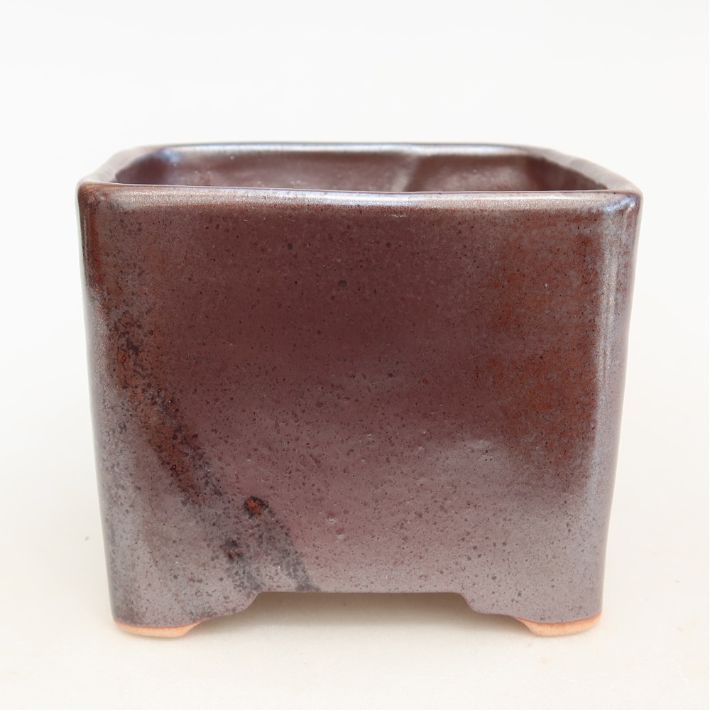 Kerámia bonsai-tál, 10,5 x 10,5 x 8,5 cm, barna színű