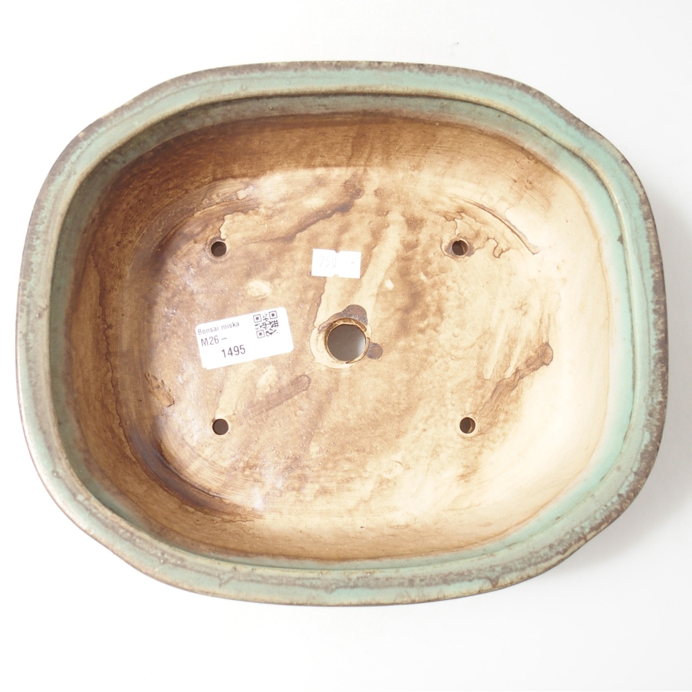kerámia bonsai tál 25 x 21 x 8 cm, zöld