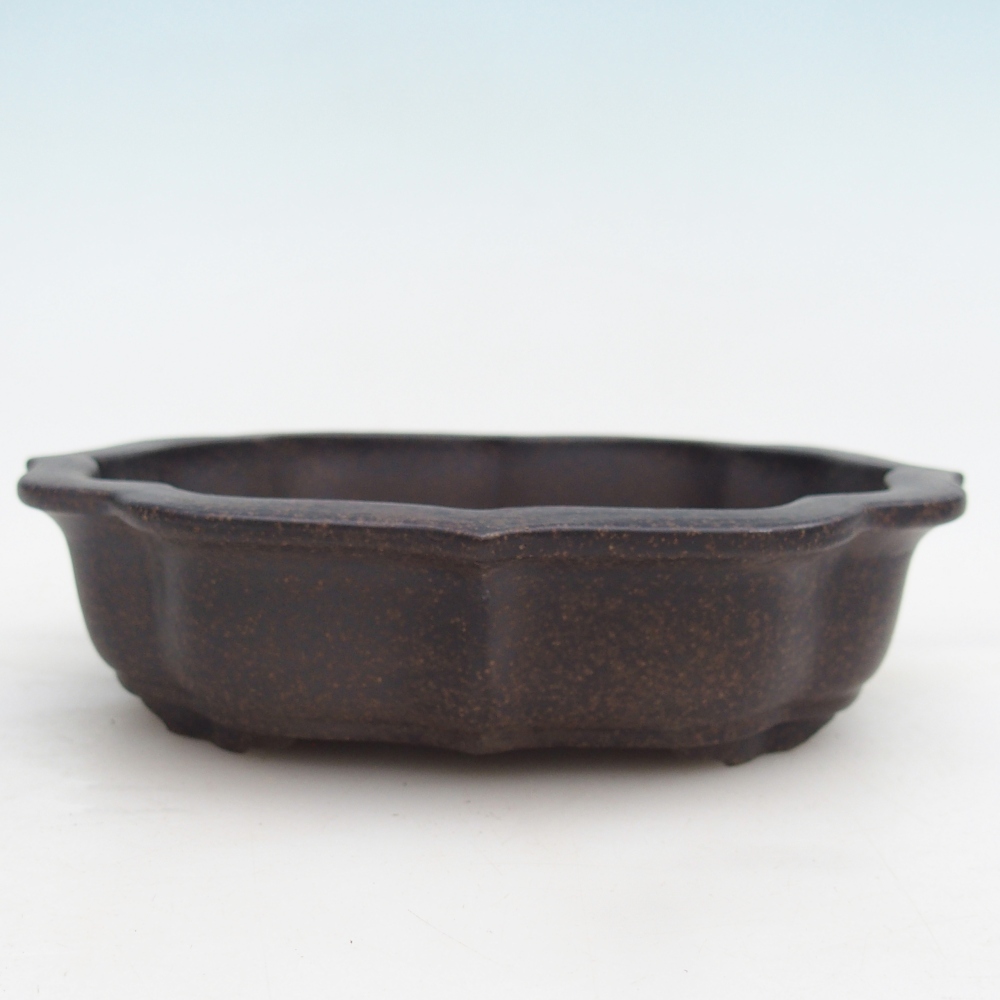 kerámia bonsai tál 16,5 x 13 x 4 cm, színe barnás okkersárga