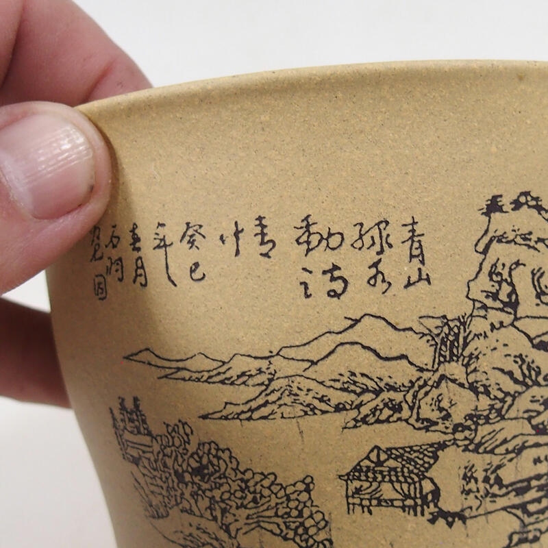 Bonsai tál 10,5 x 10,5 x 10 cm, okkersárga színben