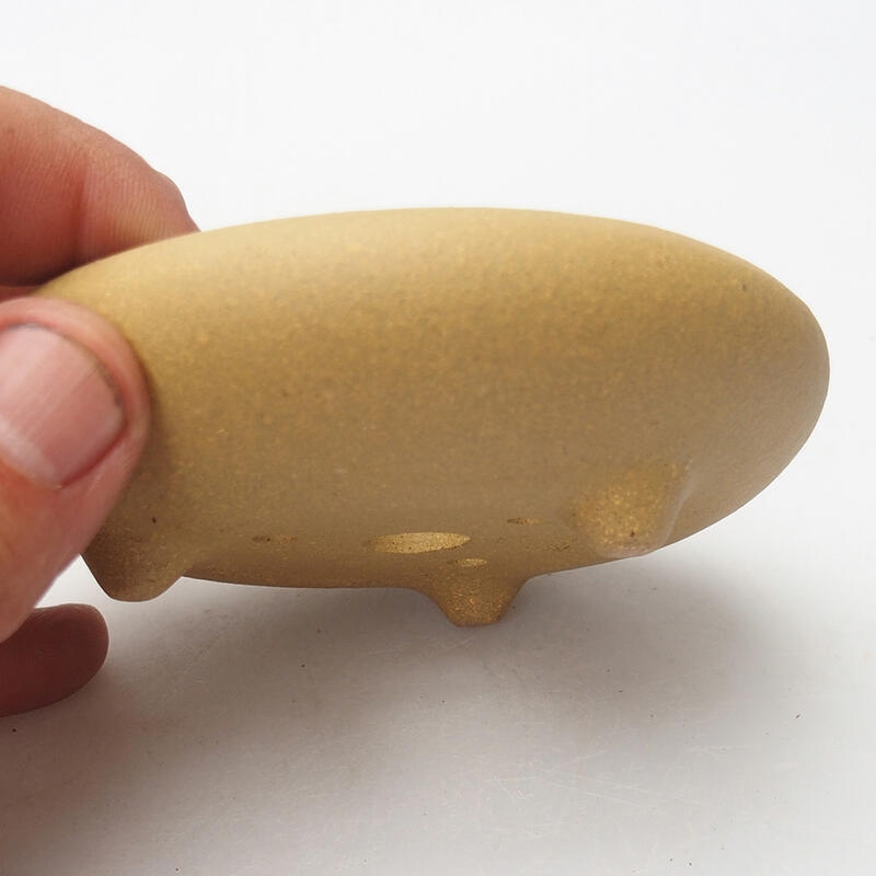 Bonsai tál 11 x 11 x 3,5 cm, okkersárga színben