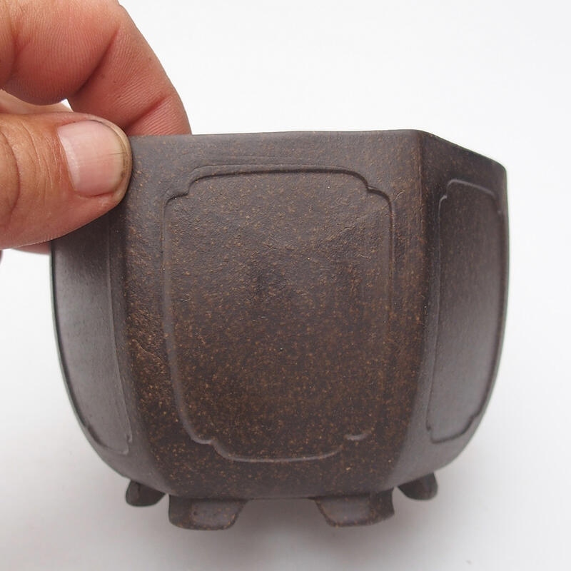 Bonsai tál 11 x 9,5 x 7,5 cm, barna okkersárga színben