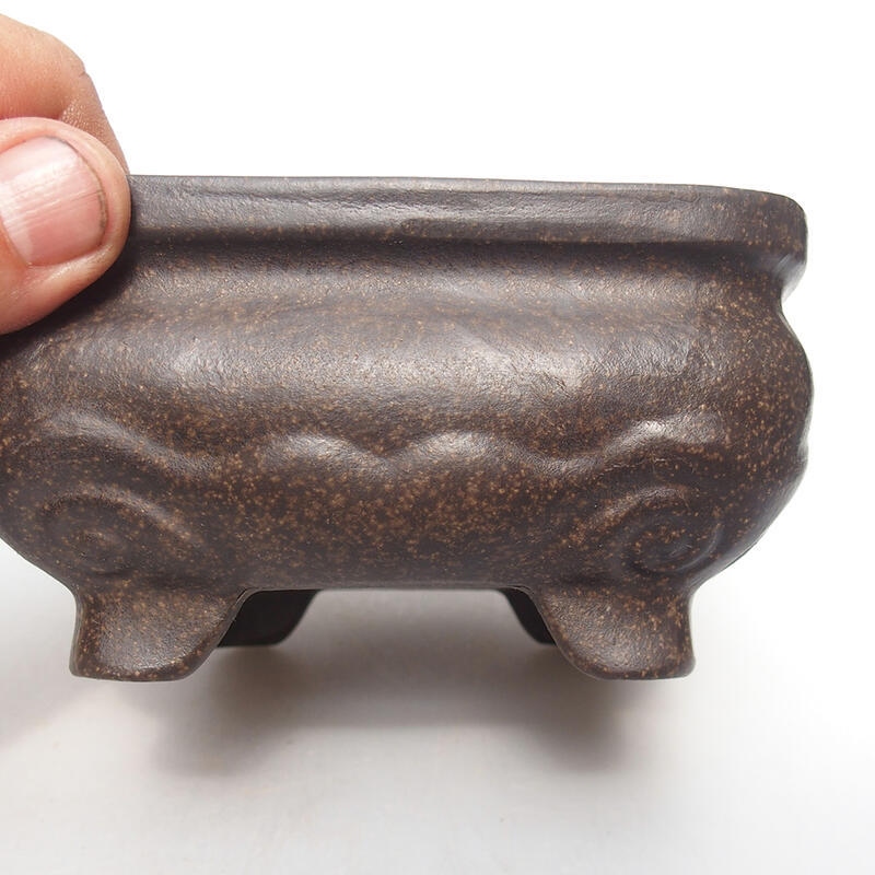 Bonsai tál 12,5 x 12,5 x 6,5cm, barna okkersárga színben