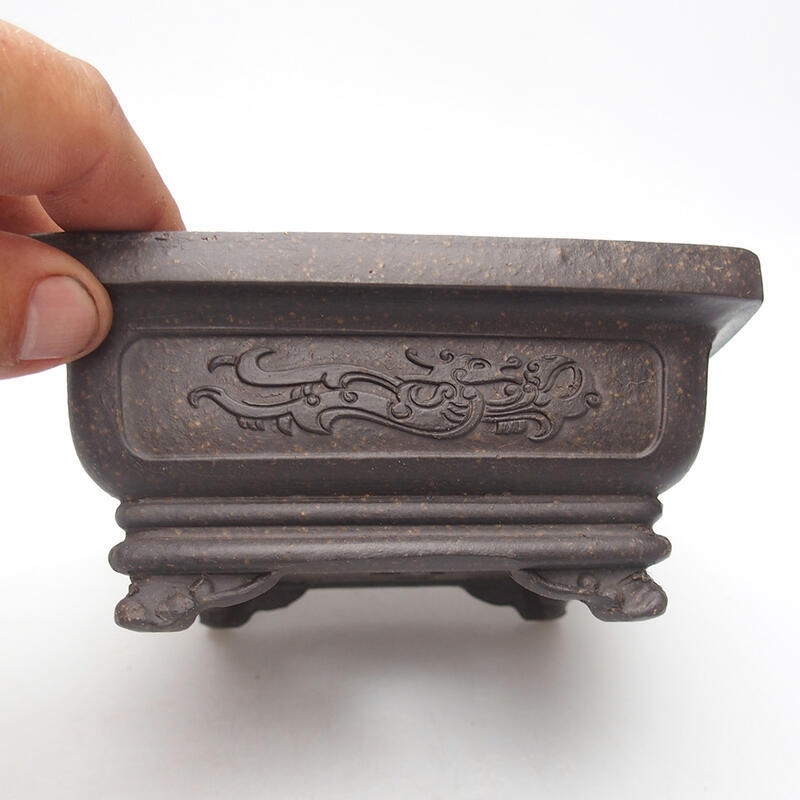 Bonsai tál 13 x 13 x 6 cm, színe barnás okkersárga