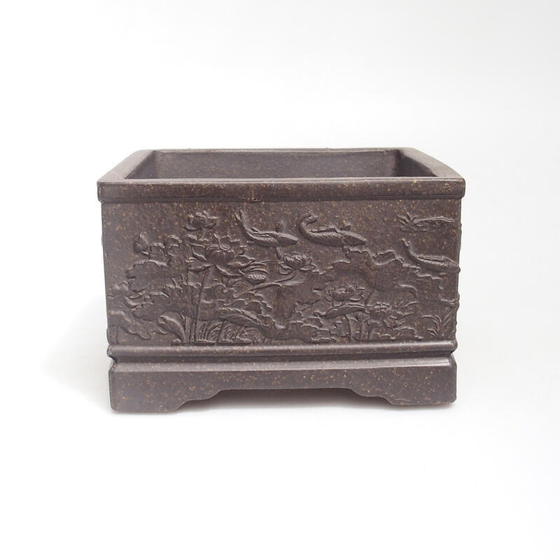 Bonsai tál 13 x 13 x 8 cm, színe barnás okkersárga