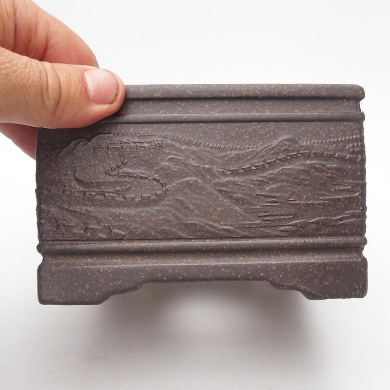 Bonsai tál 13 x 13 x 8 cm, színe barnás okkersárga