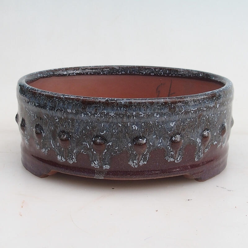 Bonsai tál 14 x 14 x 5,5 cm, bordó szürke színben