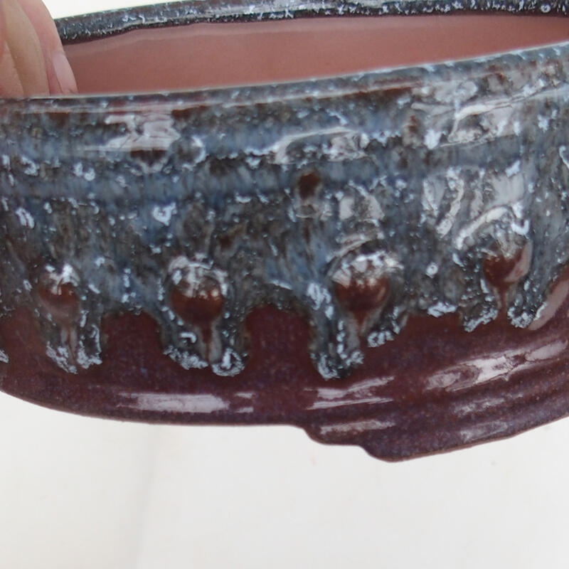 Bonsai tál 14 x 14 x 5,5 cm, bordó szürke színben