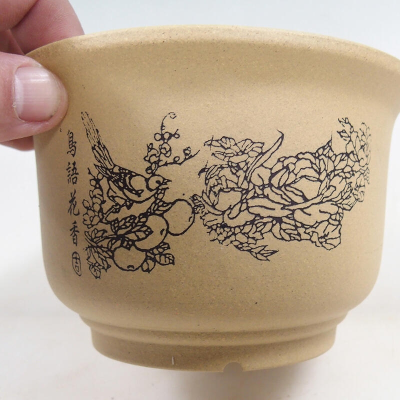 Bonsai tál 14 x 14 x 9 cm, okkersárga színben