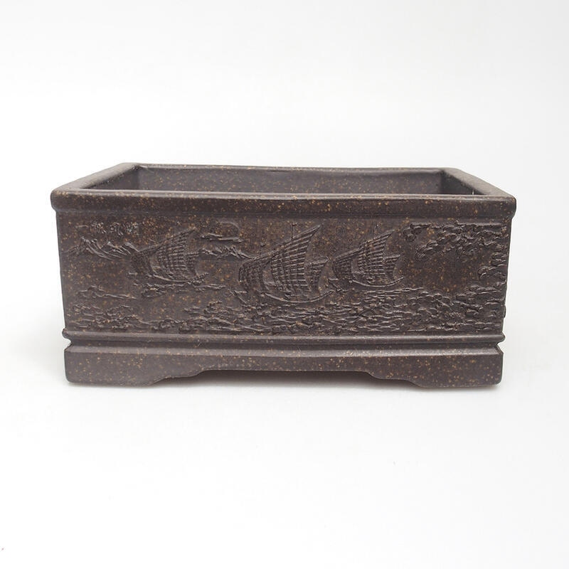 Bonsai tál 15,5 x 11,5 x 6,5 cm, barna okkersárga színben