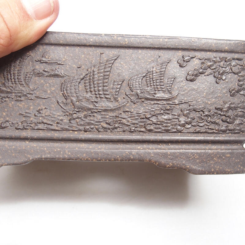 Bonsai tál 15,5 x 11,5 x 6,5 cm, barna okkersárga színben