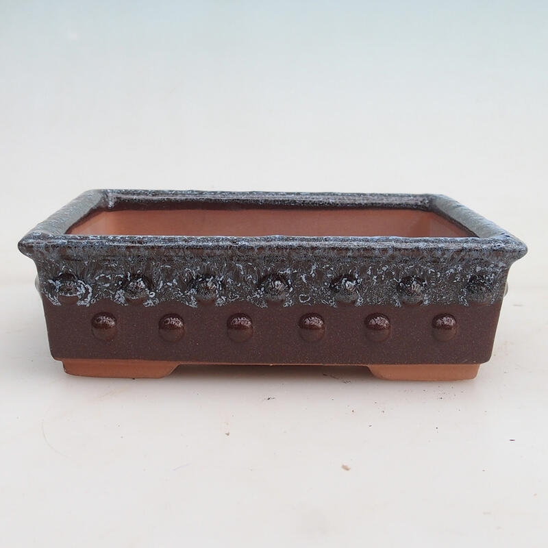 Bonsai tál 15 x 11 x 4,5 cm, bordó szürke színben