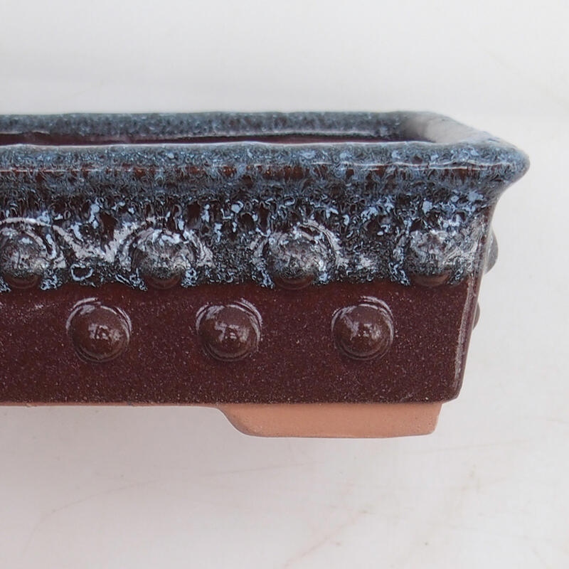 Bonsai tál 15 x 11 x 4,5 cm, bordó szürke színben