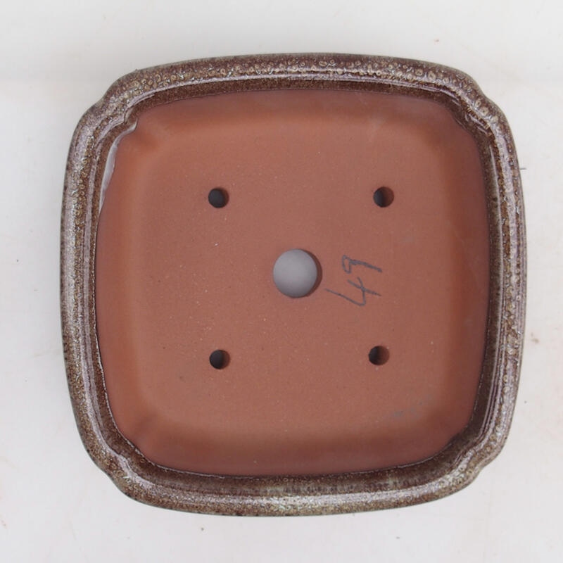 Bonsai tál 15 x 15 x 4,5 cm, bordó barna színben