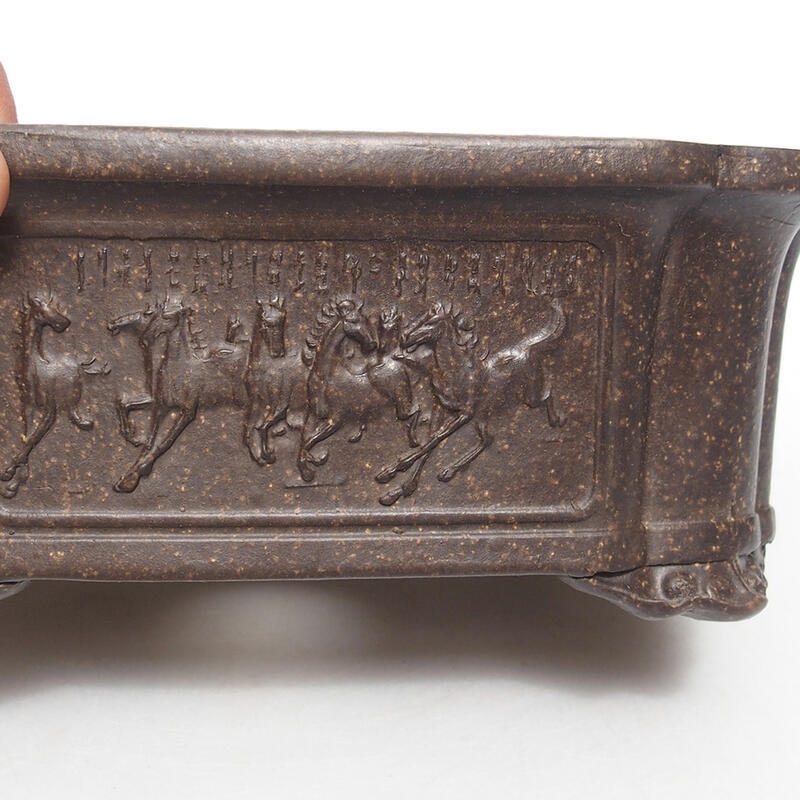 Bonsai tál 18 x 13,5 x 7 cm, színe barnás okkersárga