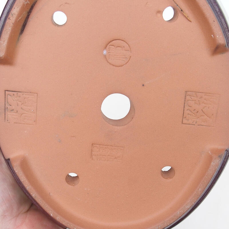 Bonsai tál 20,5 x 17 x 6 cm, bordó barna színben