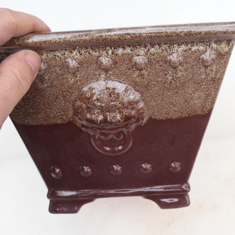 Bonsai tál 20 x 20 x 15,5 cm, barna