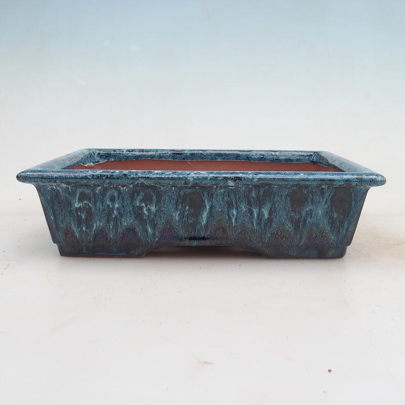 Bonsai tál 21,5 x 16 x 5 cm, kék-fehér színben