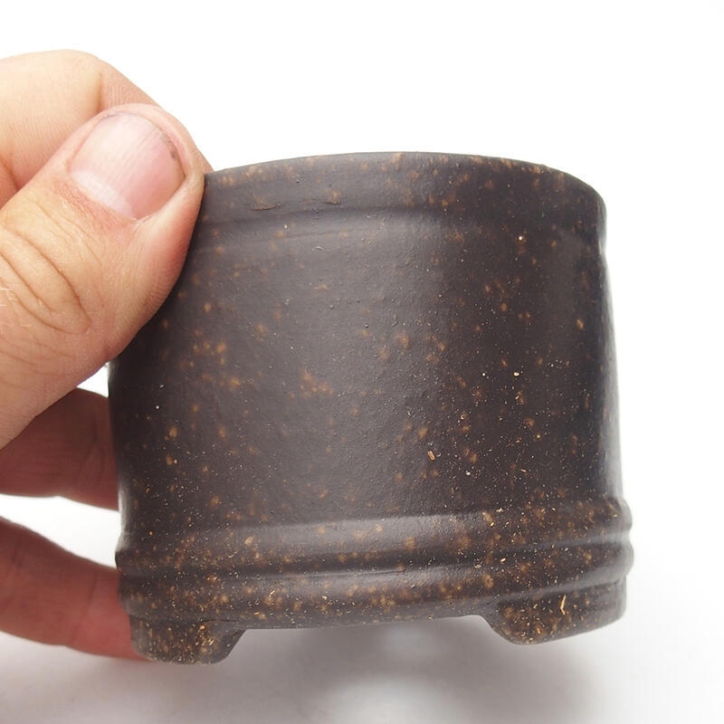 Bonsai tál 7,5 x 7,5 x 6,5 cm, szín barna okkersárga