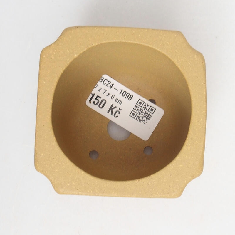 Bonsai tál 7 x 7 x 6 cm, okkersárga színben