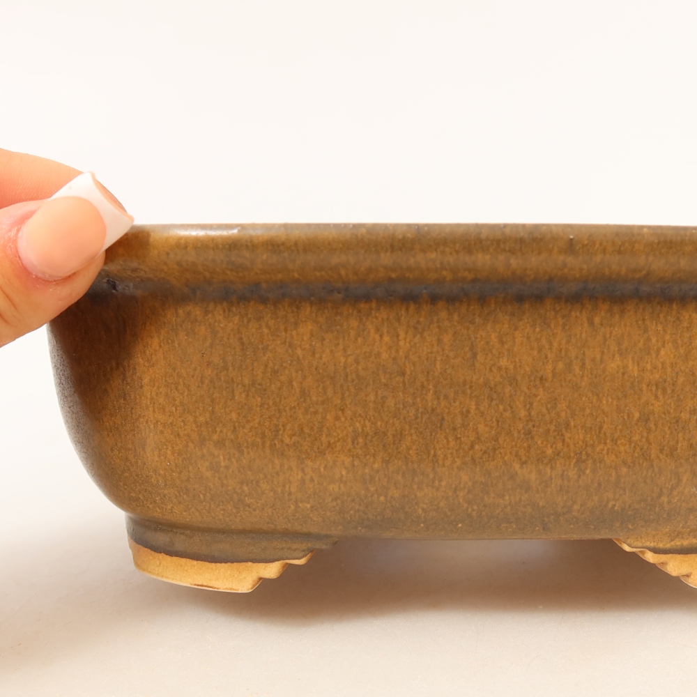 Kerámia bonsai-tál 20,5 x 16,5 x 7 cm, barna színű