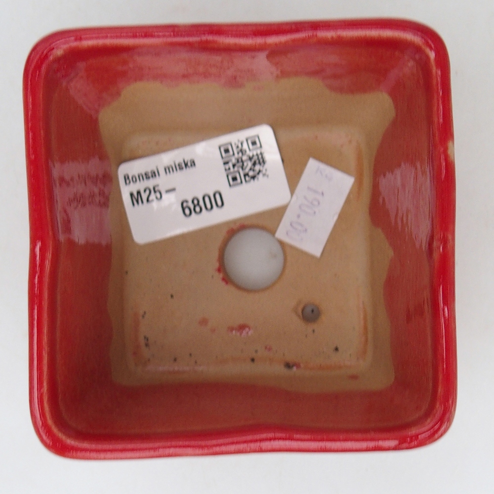 kerámia bonsai tál 8,5 x 8,5 x 6 cm, piros színben