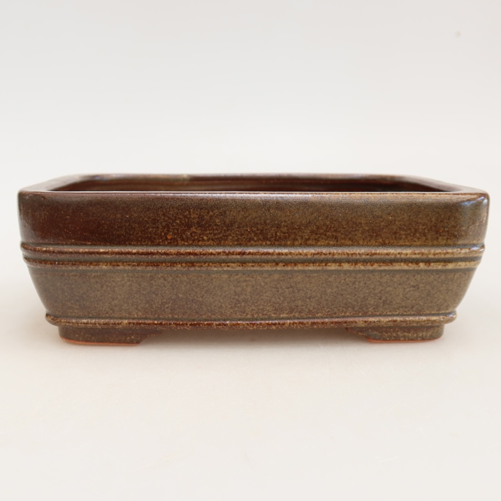 Kerámia bonsai tál, 17 x 12,5 x 5,5 cm, barna színű
