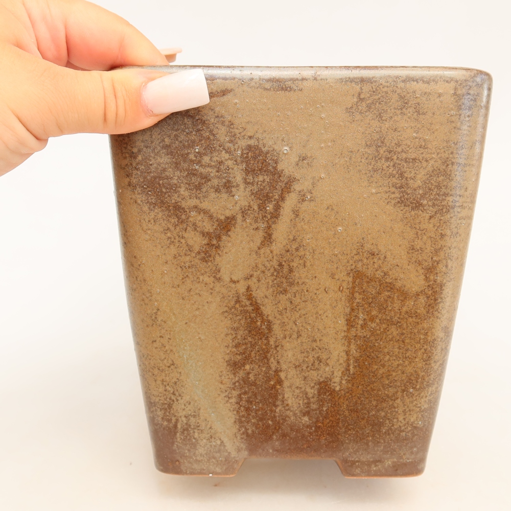 kerámia bonsai tál 14 x 14 x 15 cm, barna