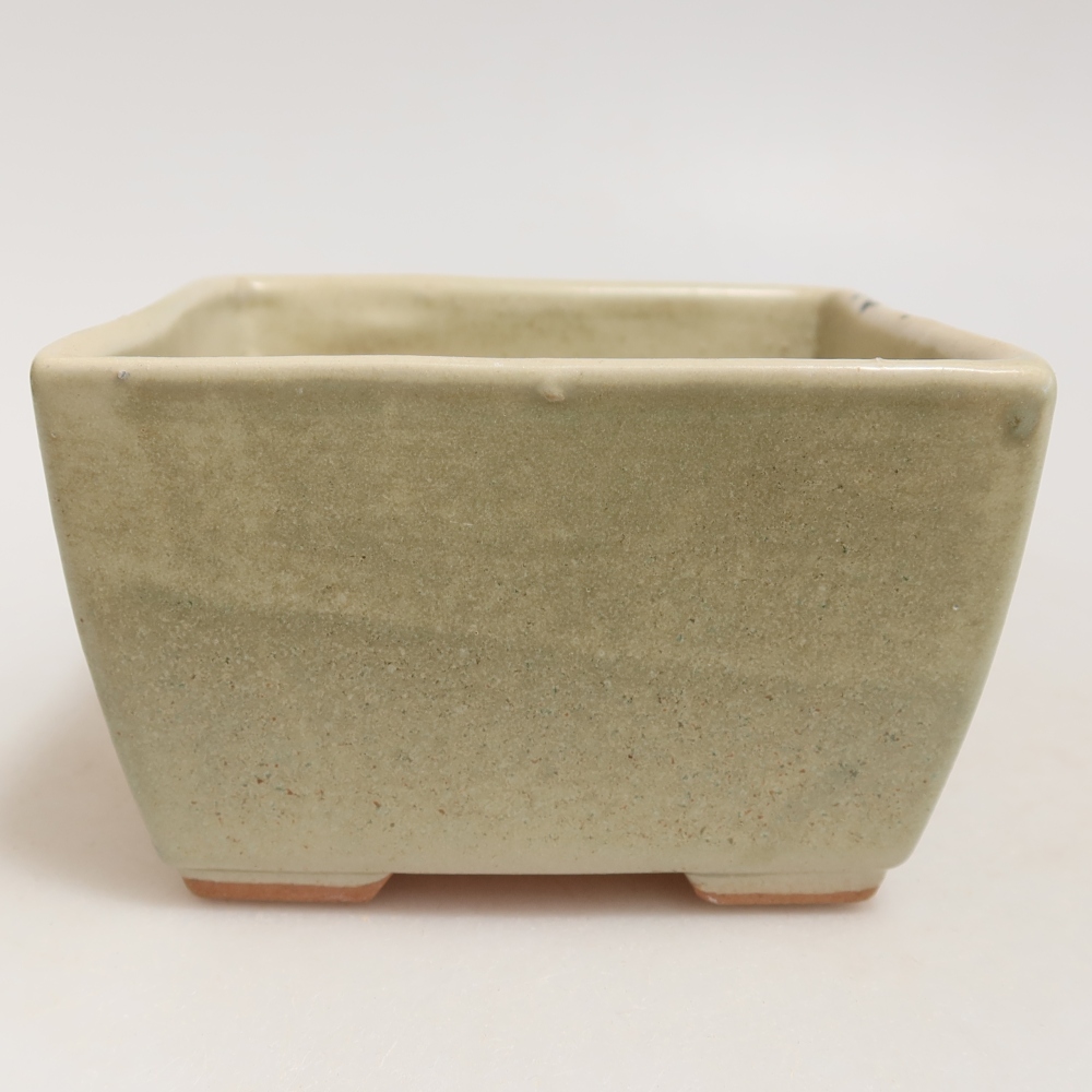 Kerámia bonsai tál 10,5 x 10,5 x 6,5 cm, zöld