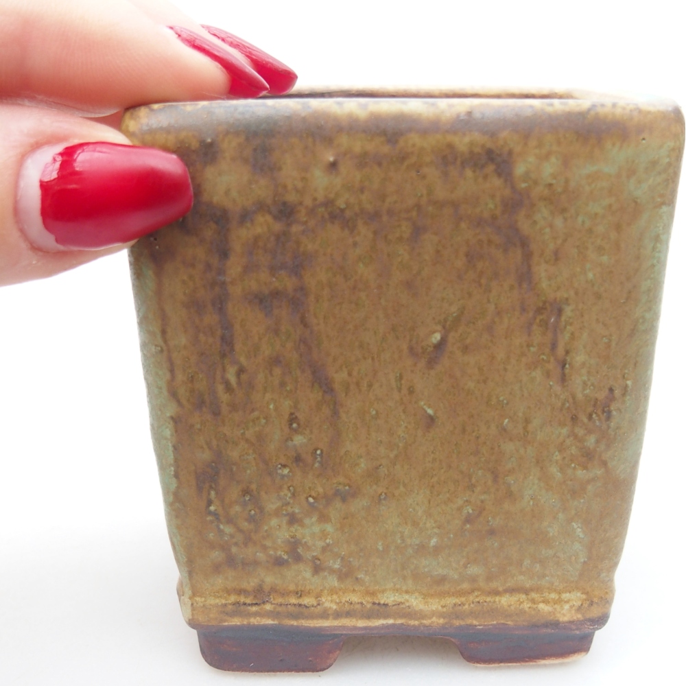 kerámia bonsai tál 6,5 x 6,5 x 7 cm, zöld