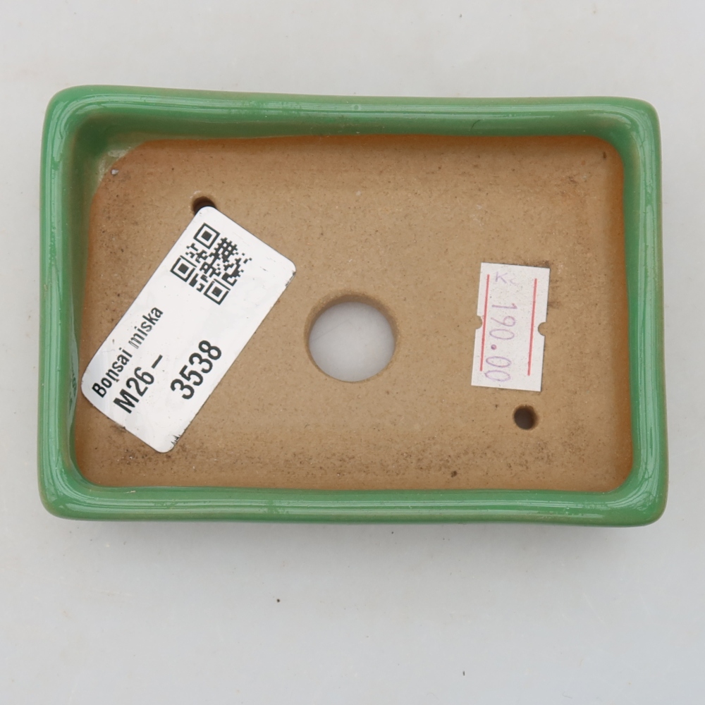 Kerámia bonsai tál 10 x 7 x 2 cm, zöld színű