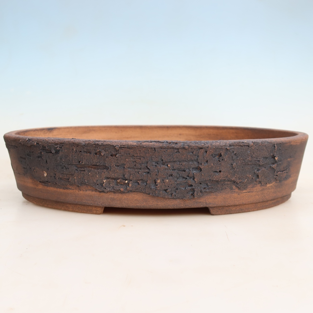 Kerámia bonsai tál, 38 x 30 x 7,5 cm, barna színű