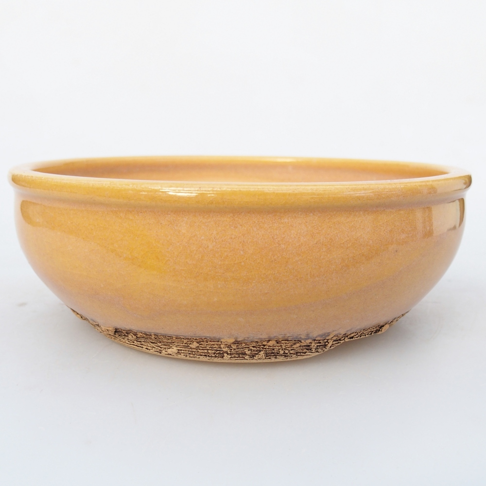 kerámia bonsai tál 16,5 x 16,5 x 5,5 cm, barna-sárga színben