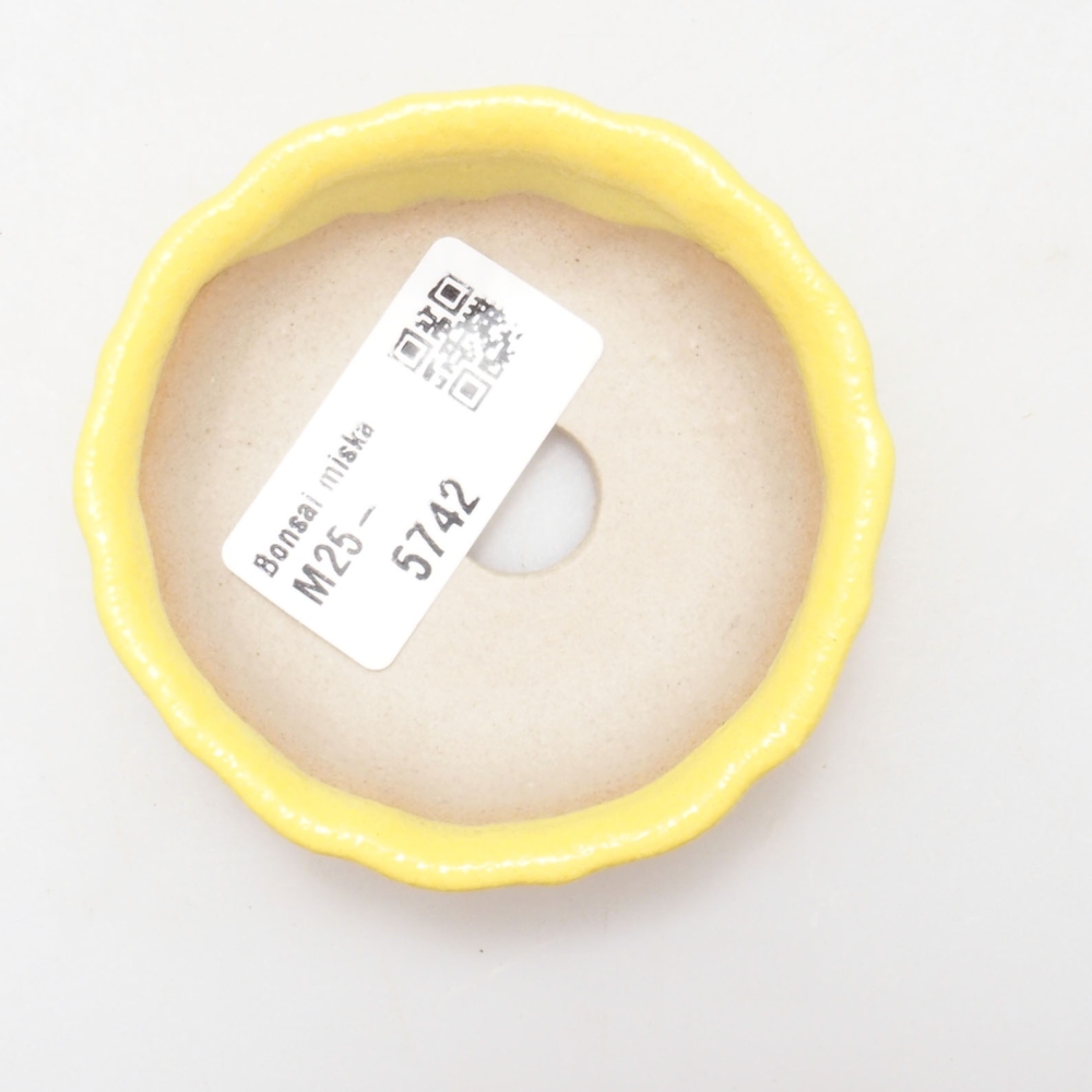 kerámia bonsai tál 7 x 7 x 2 cm, sárga