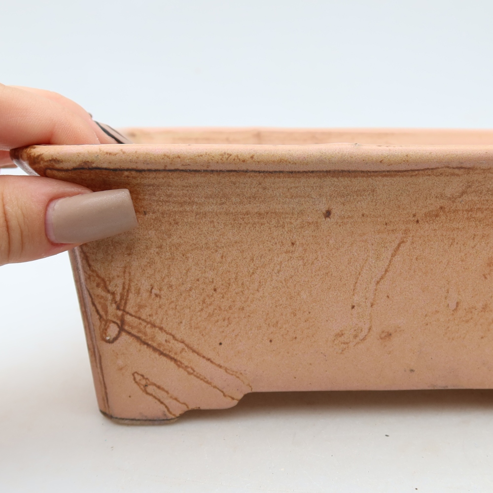 Kerámia bonsai tál, 18 x 13,5 x 7,5 cm, rózsaszín
