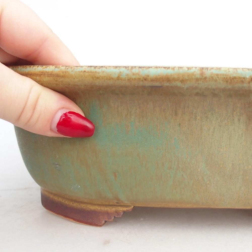 Kerámia bonsai tál 25,5 x 21,5 x 8 cm, zöld