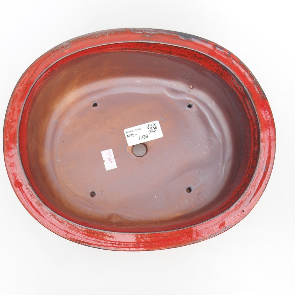 kerámia bonsai tál 26 x 22 x 8 cm, piros színű